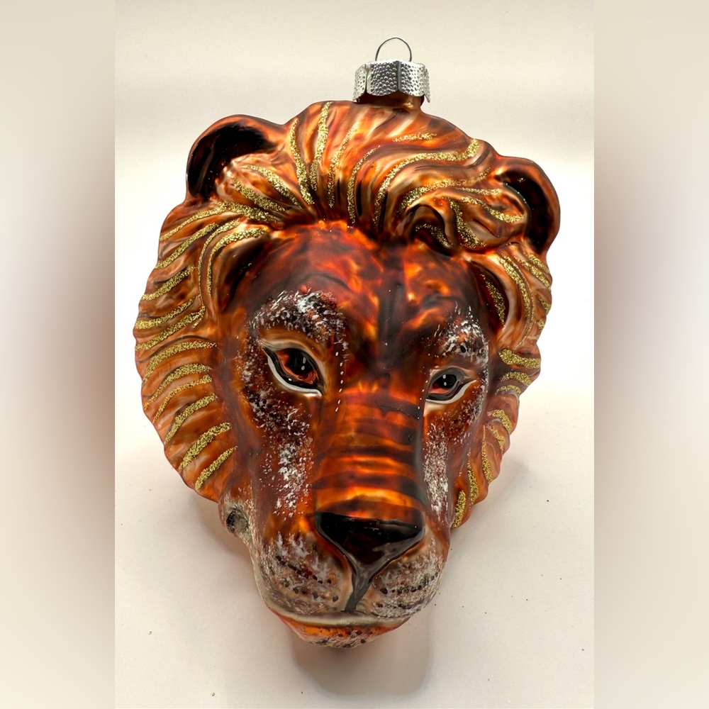 Majestic Lion Head - Slavic Treasures Poland Hand Blown Ornament, Handmade